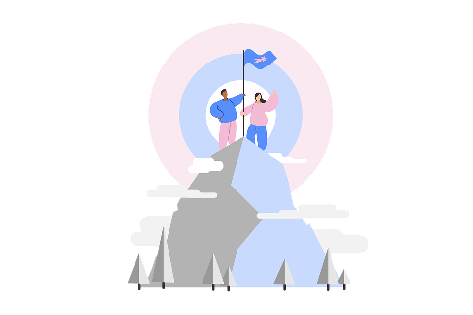 Achievement, Success, Mountain, Clouds, People